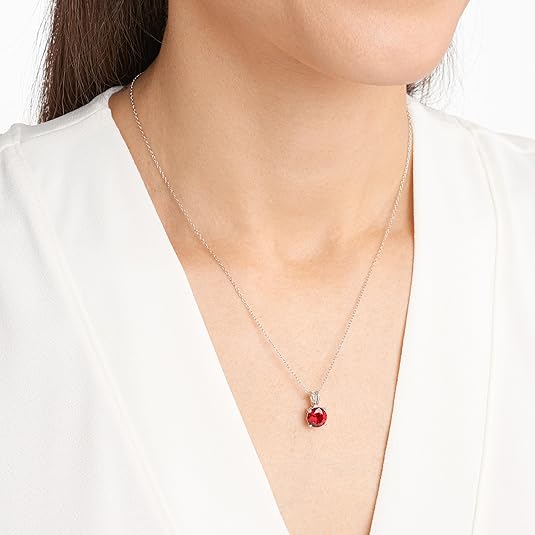 Round Cut Ruby Necklace | White Gold - Image 2