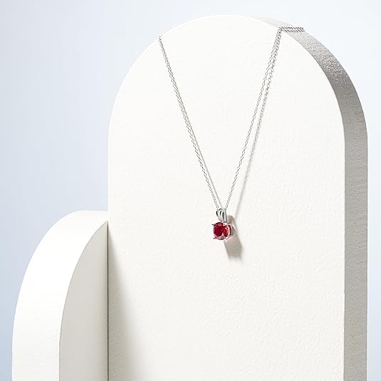 Round Cut Ruby Necklace | White Gold - Image 3