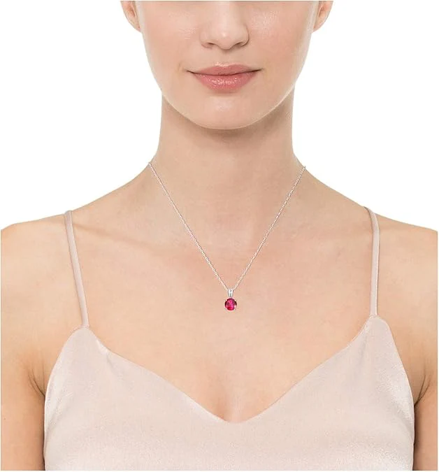 Round Cut Ruby Necklace | White Gold - Image 4