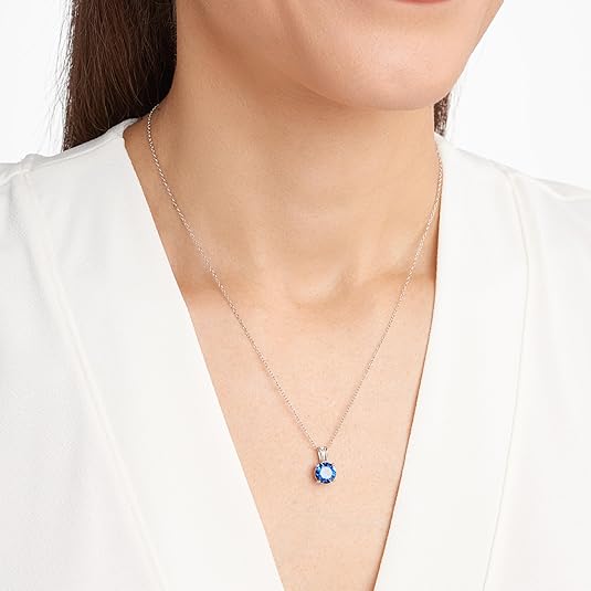 Round Cut Sapphire Necklace | White Gold - Image 2