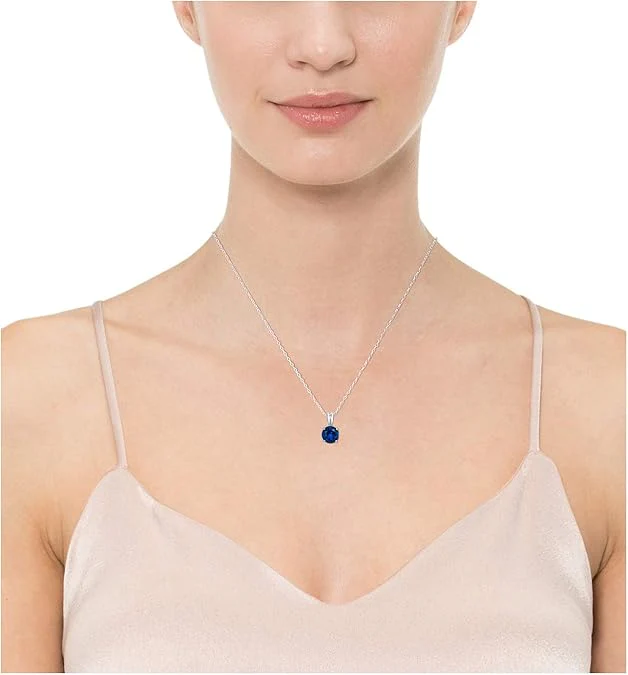 Round Cut Sapphire Necklace | White Gold - Image 4