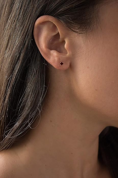 Ruby Round Stud Earrings | Gold - Image 3