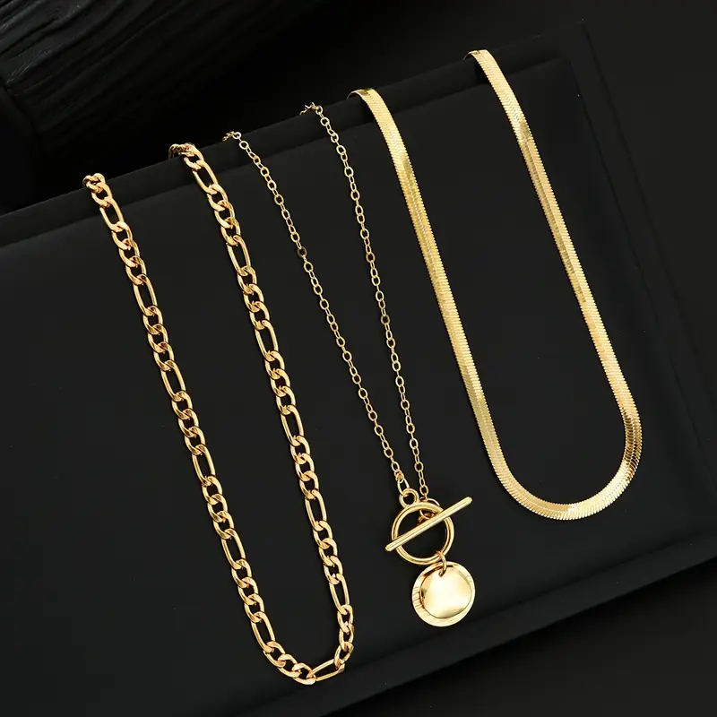 Savira Textured Coin Layered Necklace | Gold - Image 6
