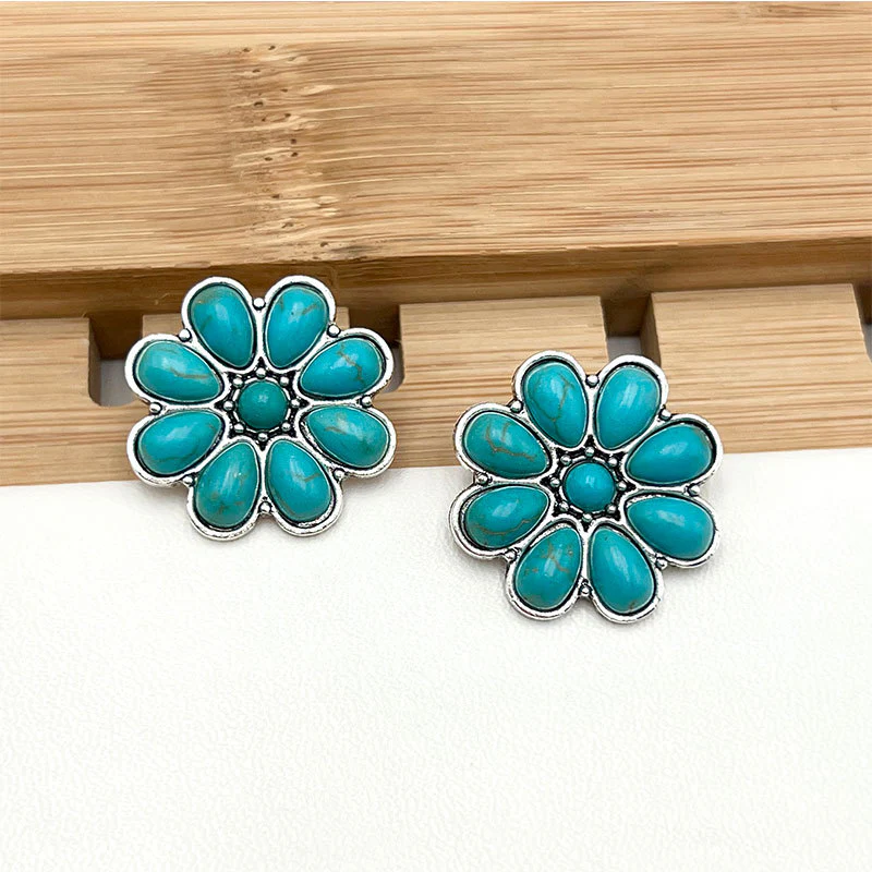 Serelith Turquoise Petal Studs | White Gold - Image 2