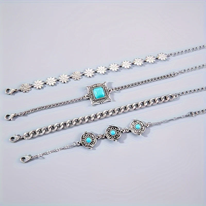 Sky Stone Layered Bracelet Set | White Gold - Image 3