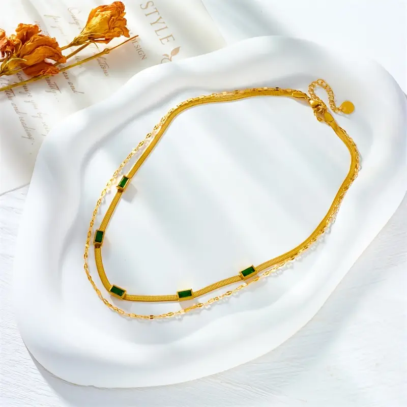Sorella Gem Double-Layer Retro Necklace | Gold - Image 2