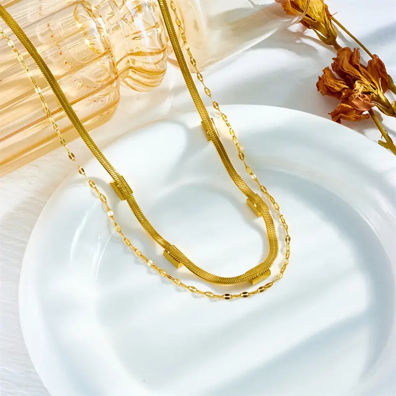Sorella Gem Double-Layer Retro Necklace | Gold - Image 3