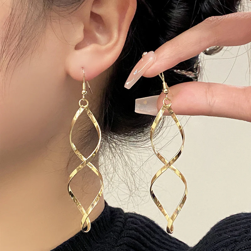 Spiral Dangle Earrings | Gold - Image 2