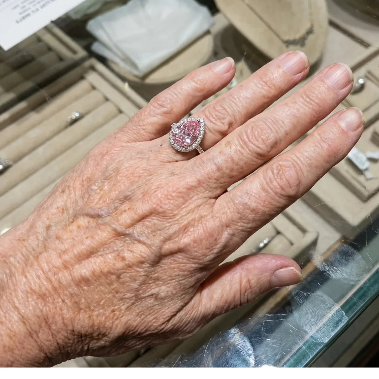 Teardrop Pink Sapphire Ring | White Gold - Image 2