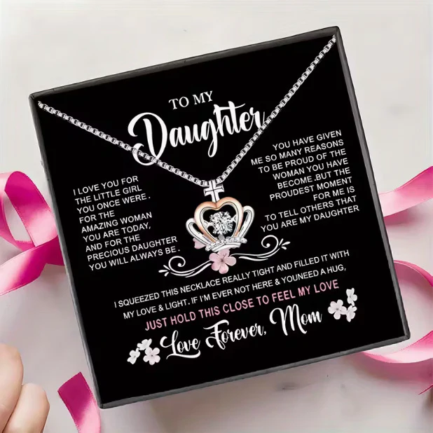 To My Daughter - Mother's Pride Heart & Crown Necklace - Image 3