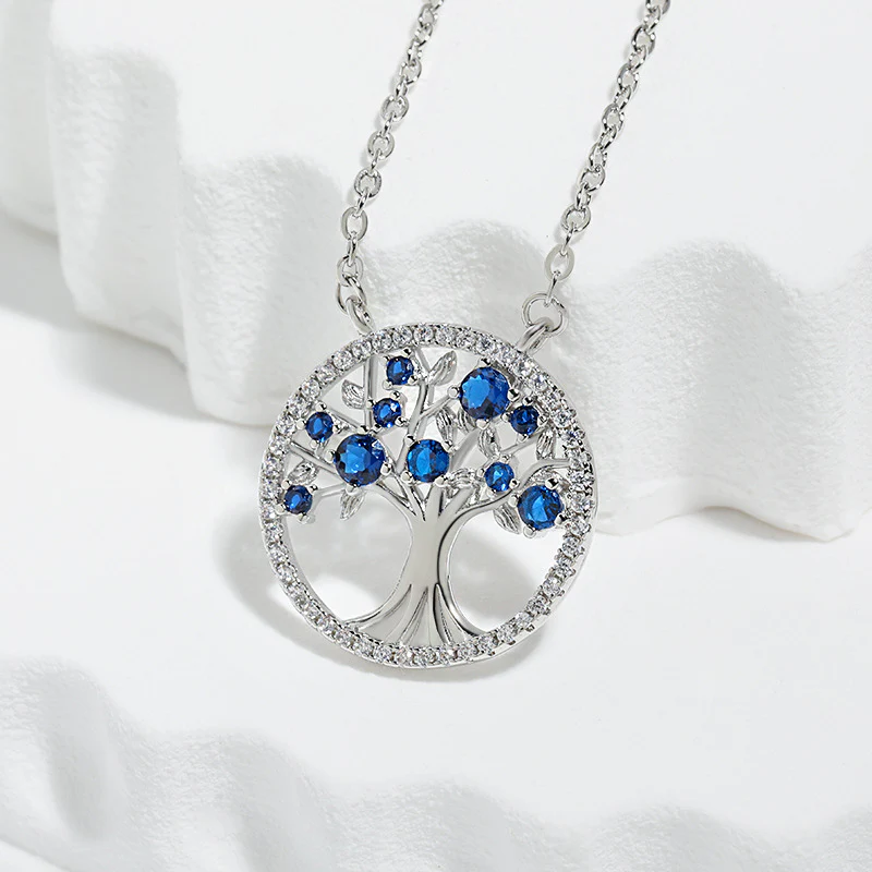 Tree of Life Sapphire Necklace | White Gold - Image 2