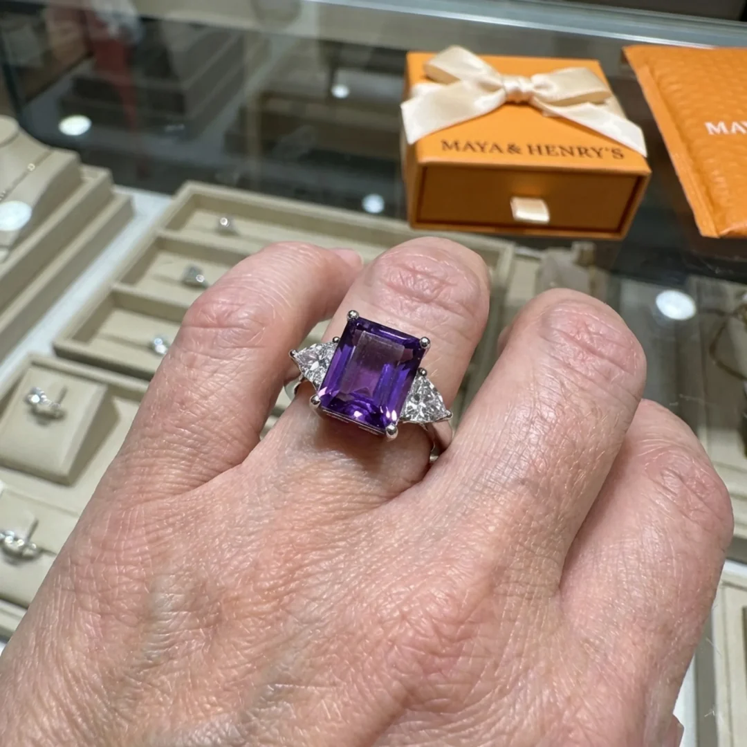 Trinity Amethyst Ring | White Gold - Image 2