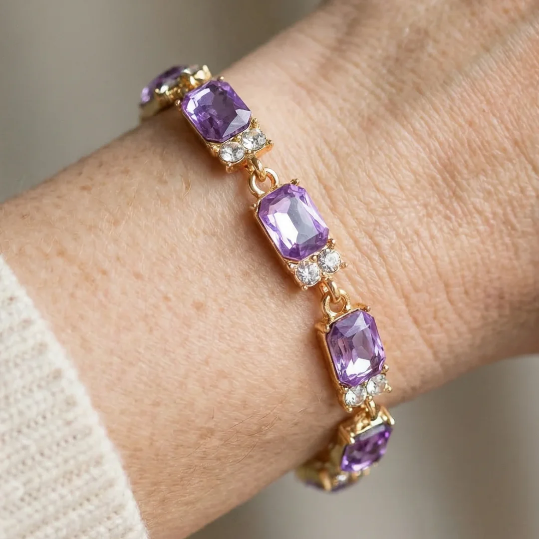 Valleria Amethyst Charm Bracelet | Gold - Image 2