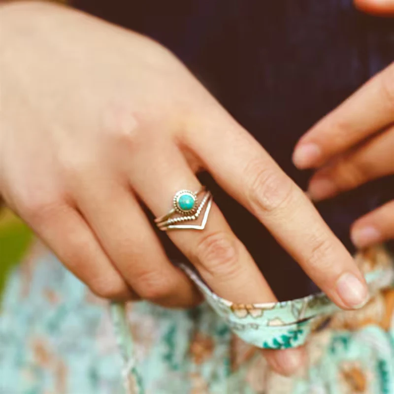 Velora Turquoise Beaded Ring | Gold - Image 3